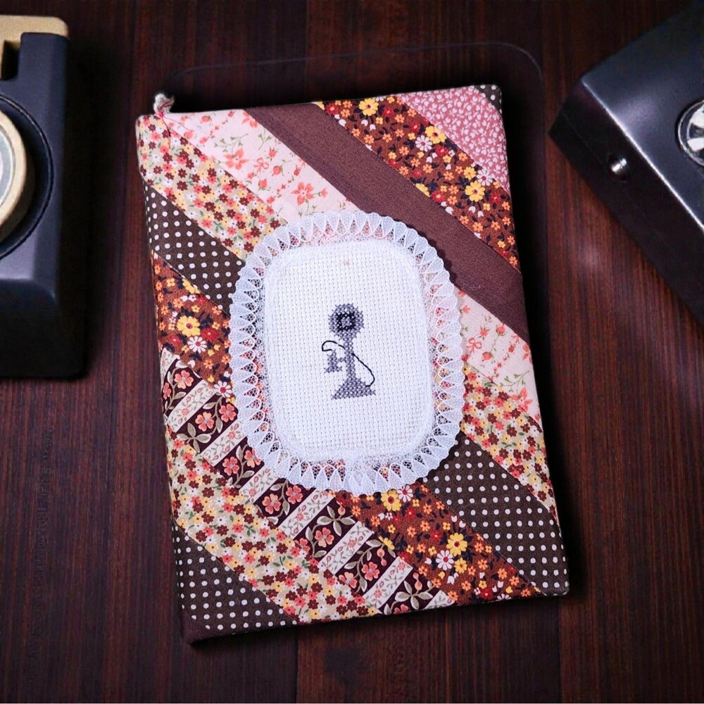 Vintage Handmade Patchwork Fabric Address Book Cross Stitch Phone Cottagecore